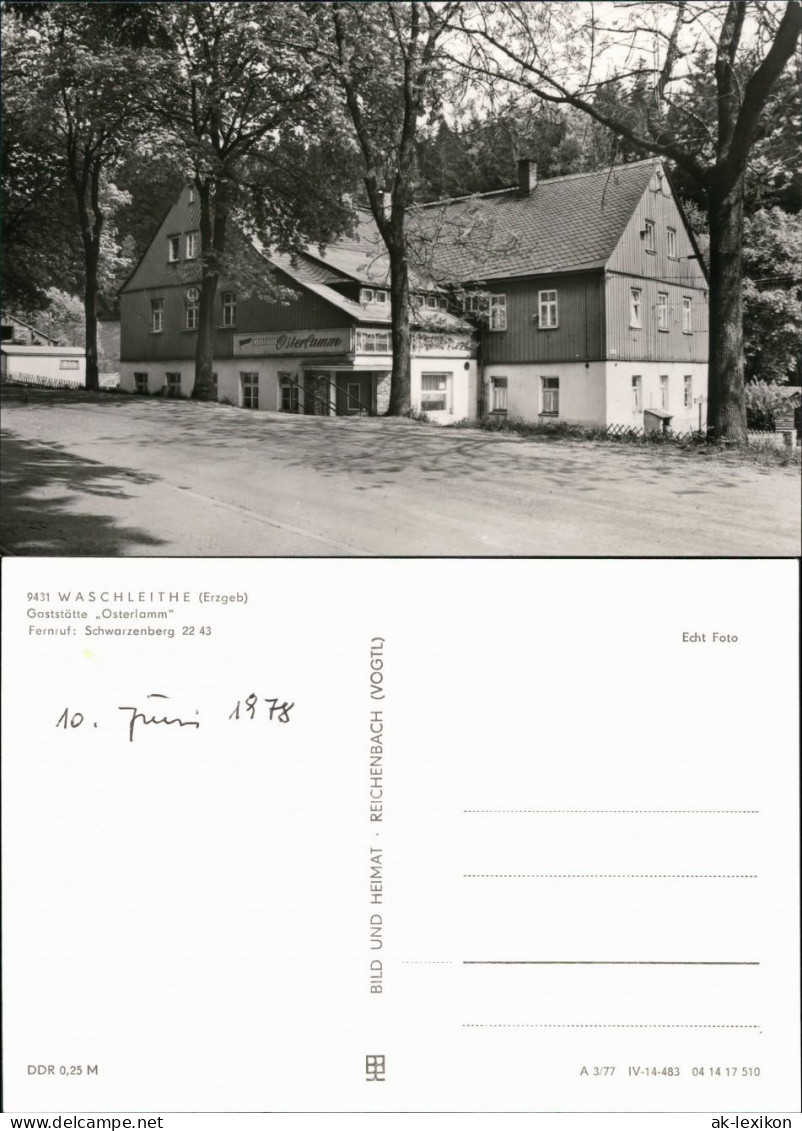 Ansichtskarte Waschleithe-Grünhain-Beierfeld Gasthaus Osterlamm 1977 - Gruenhain