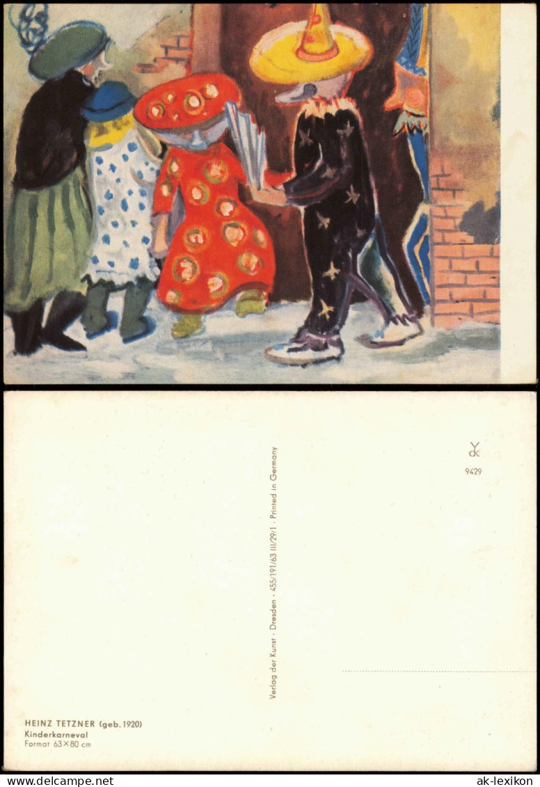 Künstlerkarte Kunst HEINZ TETZNER (geb. 1920) Kinderkarneval 1963 - Pittura & Quadri