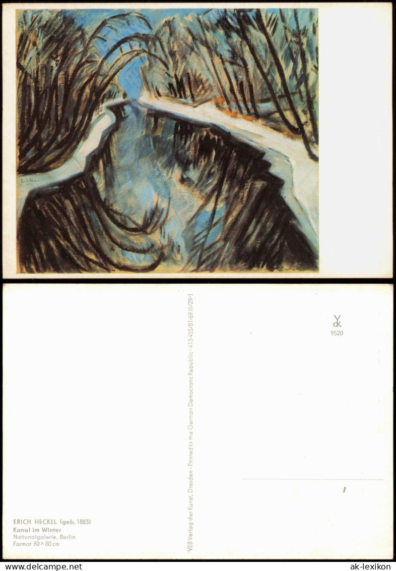 Künstlerkarte Kunst ERICH HECKEL (geb. 1883) Kanal Im Winter 1969 - Pittura & Quadri