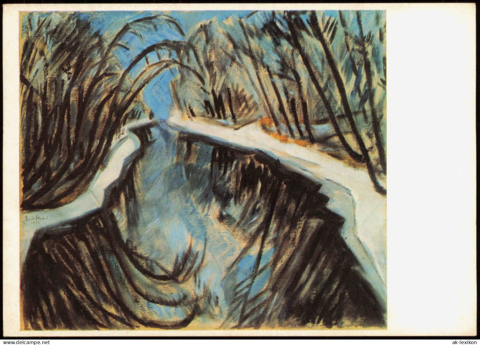 Künstlerkarte Kunst ERICH HECKEL (geb. 1883) Kanal Im Winter 1969 - Pittura & Quadri