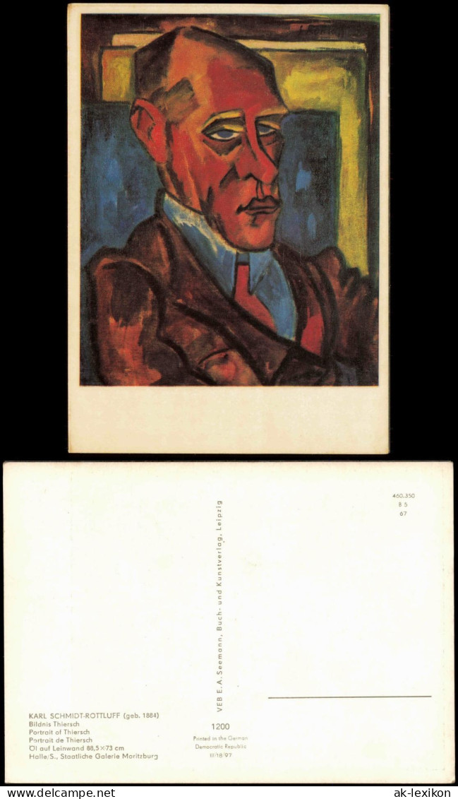 Künstlerkarte Kunst KARL SCHMIDT-ROTTLUFF (geb. 1884) Bildnis Thiersch 1967 - Pittura & Quadri