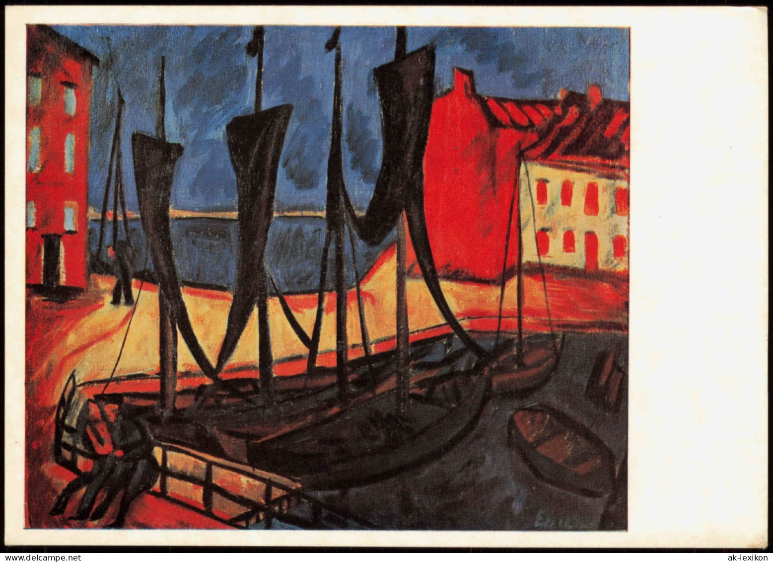 Künstlerkarte Kunst ERICH HECKEL: Hängende Netze (Stralsund) 1972 - Pittura & Quadri