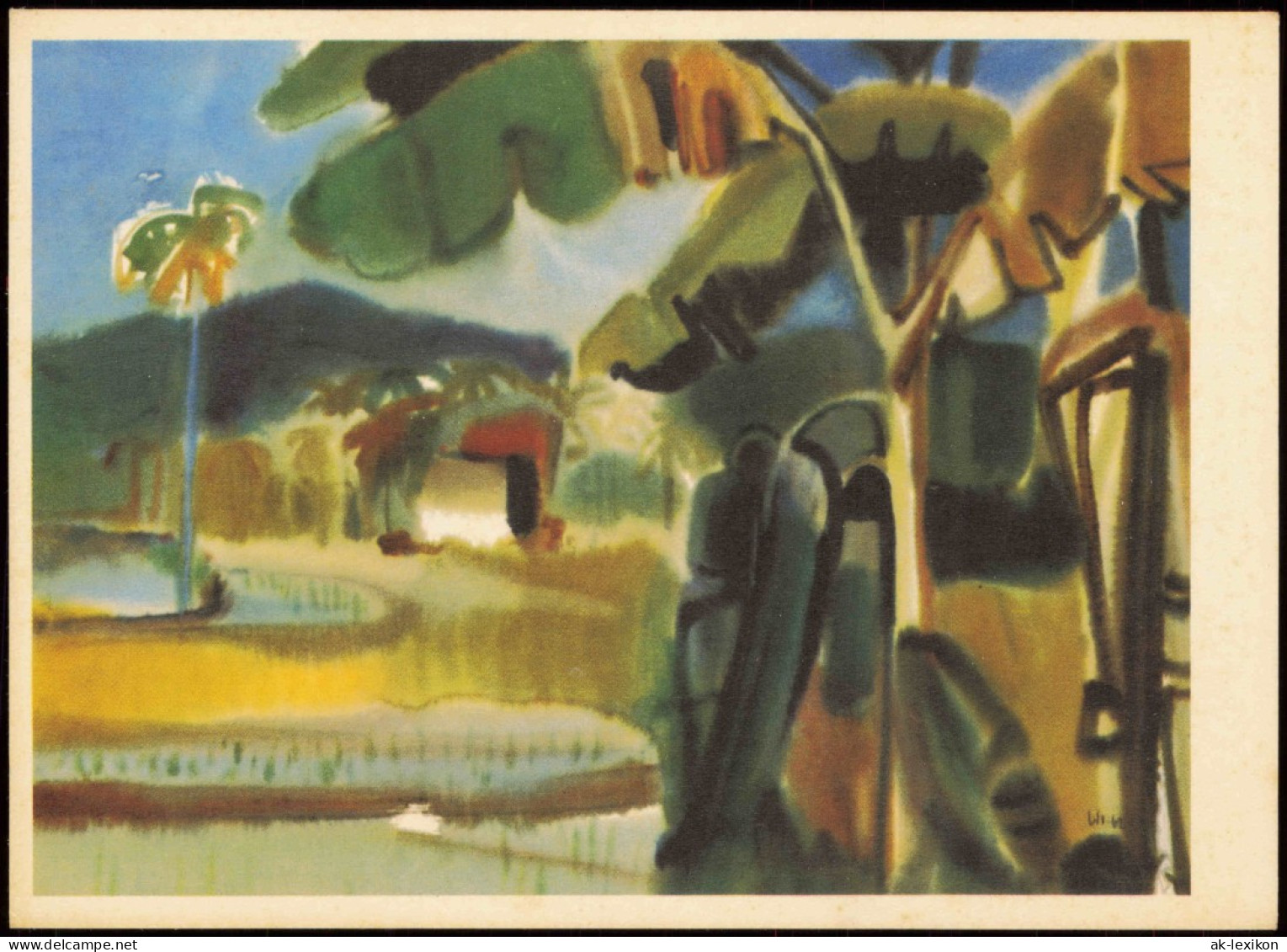 Künstlerkarte: WALTER WOMACKA (geb. 1925) Landschaft Von Süd-Java 1969 - Pittura & Quadri