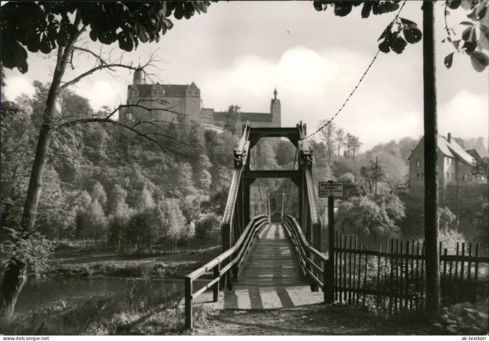 Rochsburg-Lunzenau Hängebrücke Mit Blick Zum Schloss Rochsburg 1977 - Lunzenau