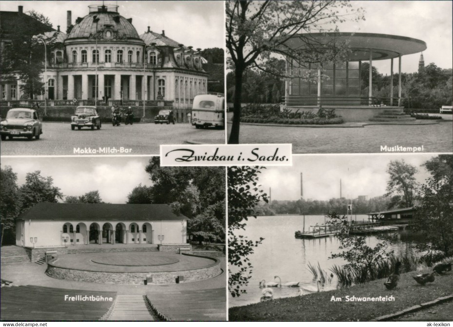 Zwickau Mokka-Milch-Bar, Musiktempel, Freilichtbühne, Am Schwanenteich 1972 - Zwickau