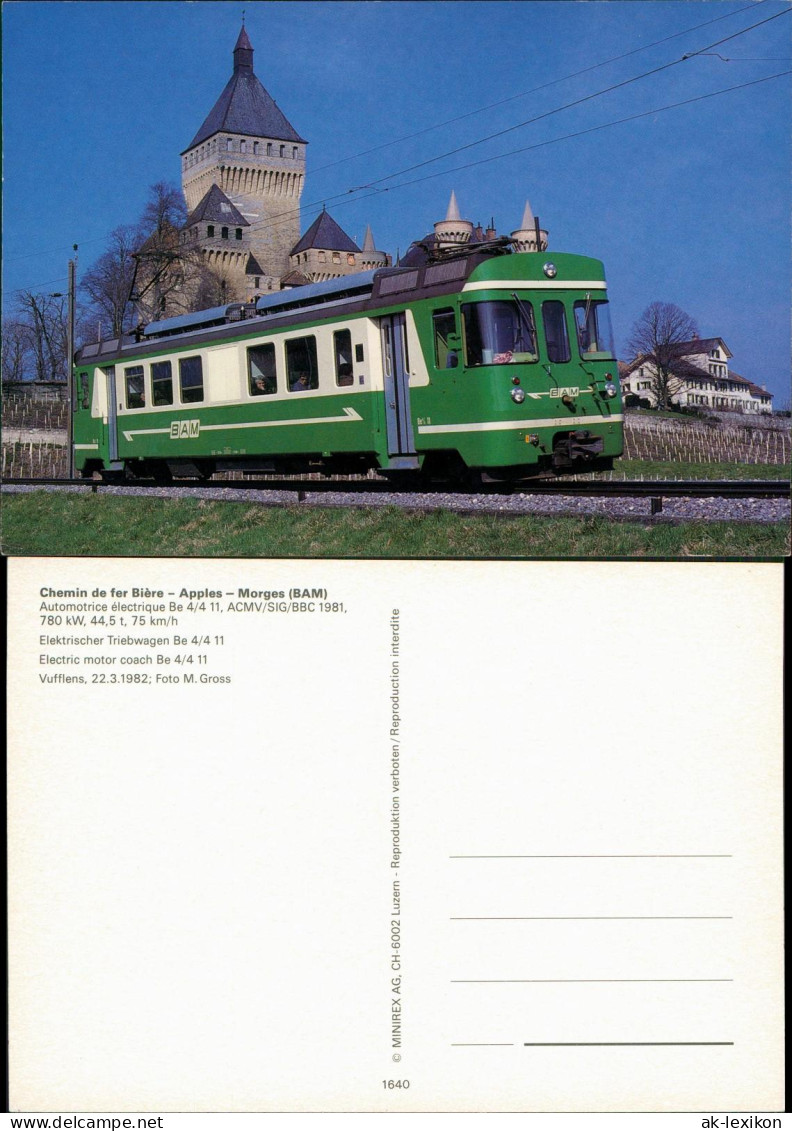 Eisenbahn (Railway) Triebwagen Be 4/4 11 Chemin De Fer Bière-Apples-Morges 1982 - Trains