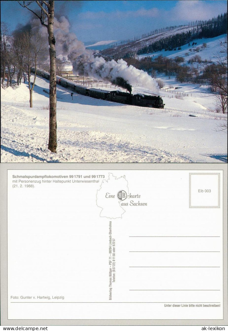 Ansichtskarte  Schmalspurdampflokomotiven 991791 U. 991773 1988 - Trains