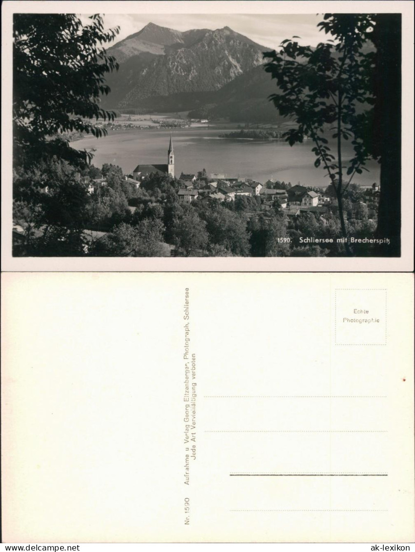 Ansichtskarte Schliersee Blick Auf Den Ort Mit Brecherspitz 1932 - Schliersee