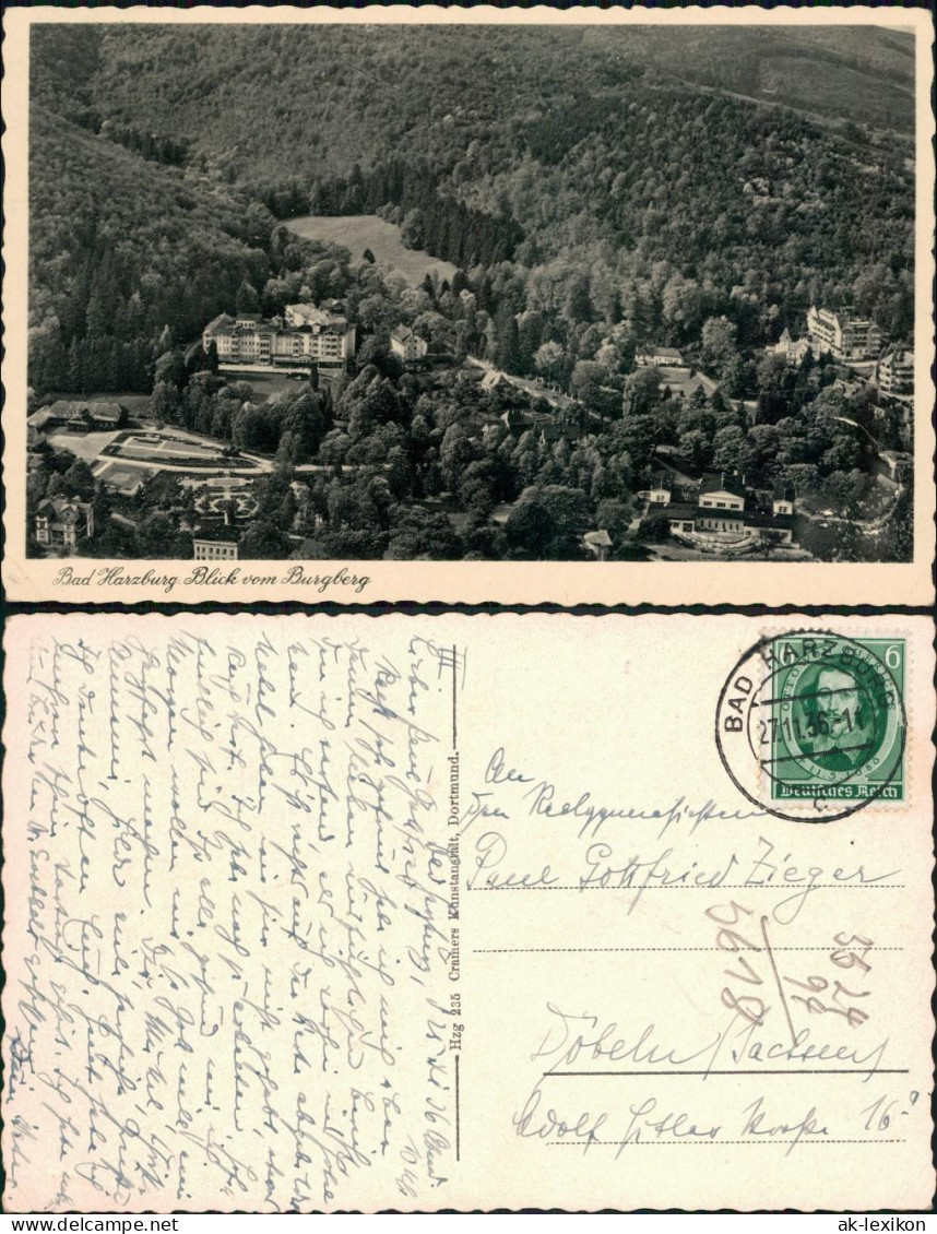 Ansichtskarte Bad Harzburg Blick Vom Burgberg Auf Die Stadt 1936 - Bad Harzburg