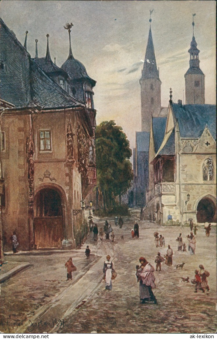 Ansichtskarte Goslar Künstlerkarte - Marktplatz 1913  - Goslar