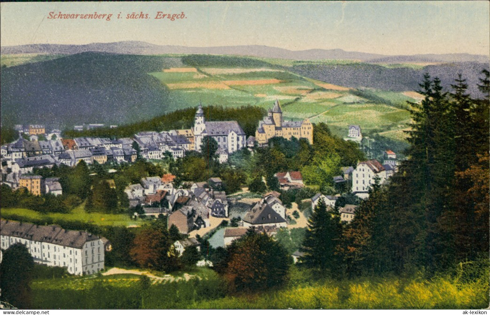 Ansichtskarte Schwarzenberg (Erzgebirge) Blick Auf Den Ort 1914 - Schwarzenberg (Erzgeb.)
