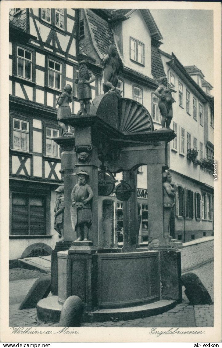 Ansichtskarte Wertheim Straßenpartie, Fachwerkhäuser - Engelsbrunnen 1932  - Wertheim