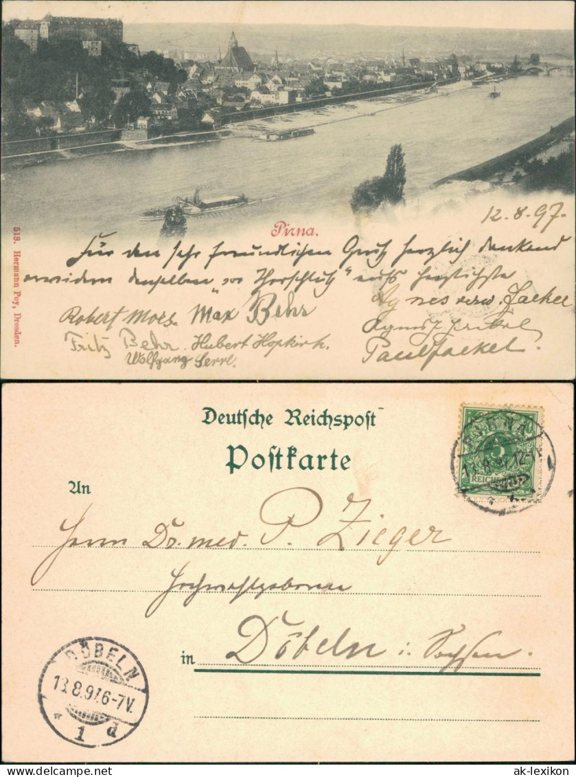 Ansichtskarte Pirna Blick Auf Die Stadt 1897 - Pirna