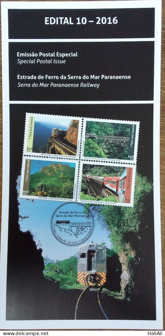 Brochure Brazil Edital 2016 10 Serra Do Mar Railway Locomotive Train Without Stamp - Lettres & Documents
