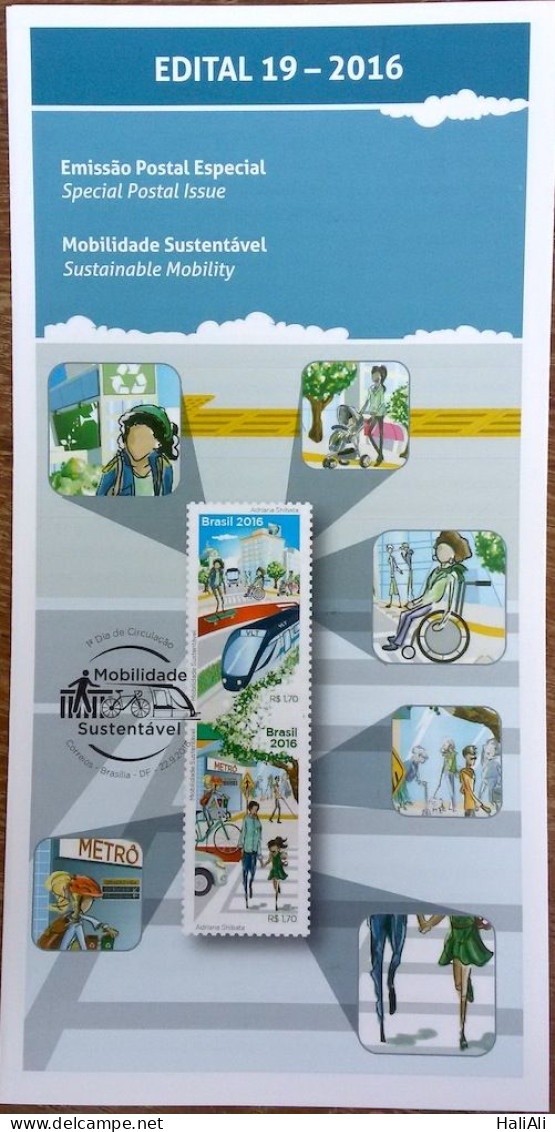 Brochure Brazil Edital 2016 19 Sustainable Mobility Bike Train Car Bus Without Stamp - Lettres & Documents