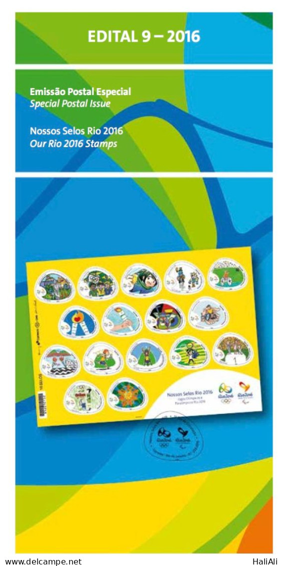 Brochure Brazil Edital 2016 09 Olympics Our Stamps Rio Without Stamp - Brieven En Documenten