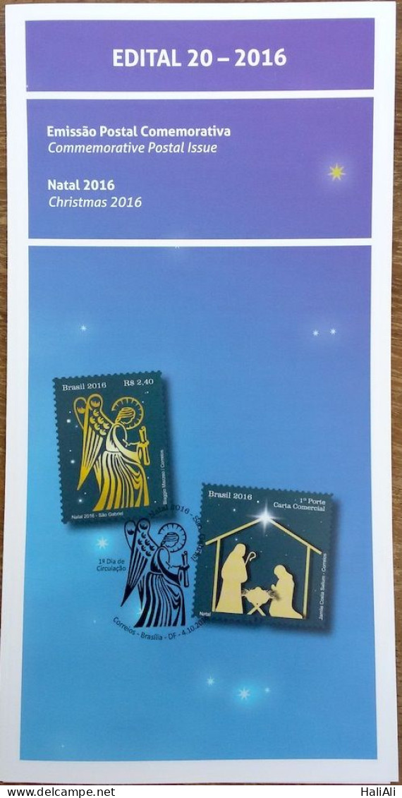 Brochure Brazil Edital 2016 20 Christmas Religion Without Stamp - Lettres & Documents
