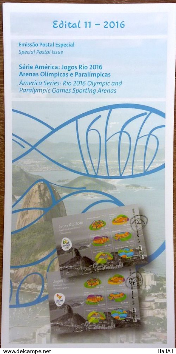 Brochure Brazil Edital 2016 11 Olympic And Paralympic Arenas Rio 2016 Without Stamp - Covers & Documents