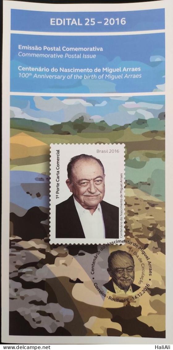 Brochure Brazil Edital 2016 25 Miguel Arraes Politico Without Stamp - Lettres & Documents