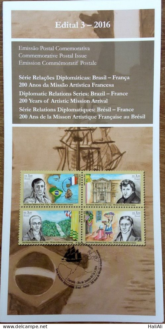 Brochure Brazil Edital 2016 03 Diplomatic Relations Franca Navio Flag Without Stamp - Covers & Documents