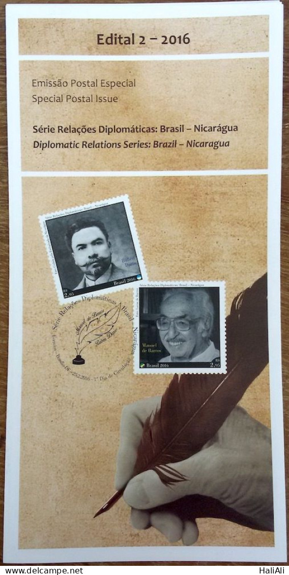 Brochure Brazil Edital 2016 02 Diplomatic Relations Nicaragua Literature Without Stamp - Lettres & Documents