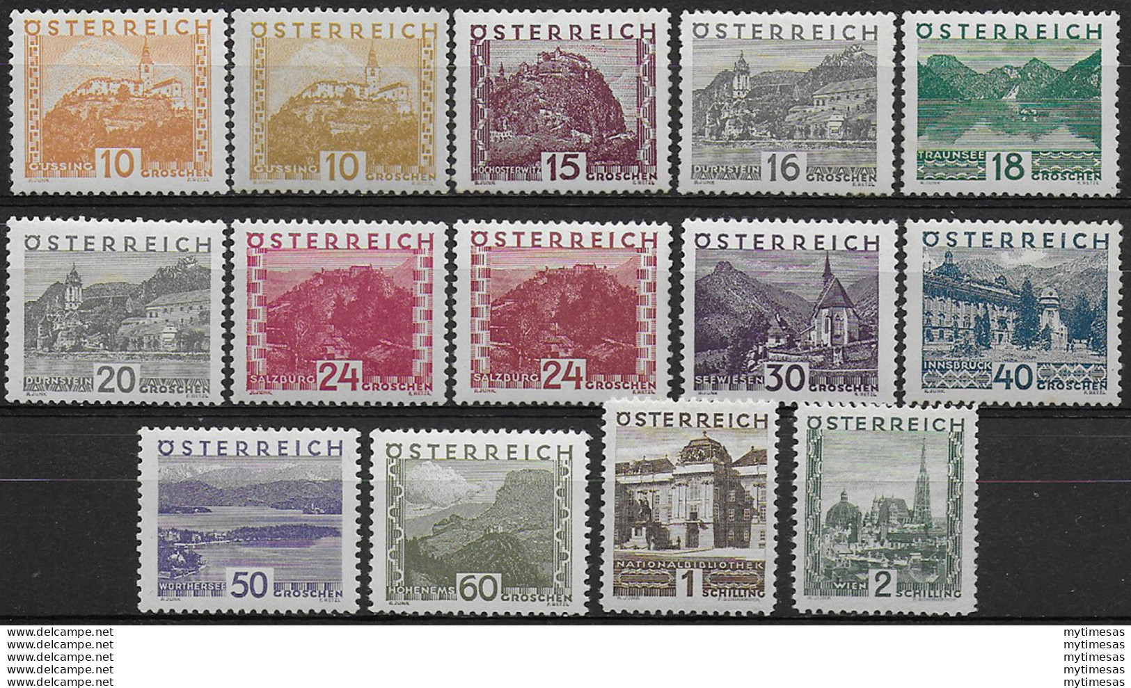 1929-30 Austria Vedute E Paesaggi MNH Unificato N. 378/89 - Other & Unclassified