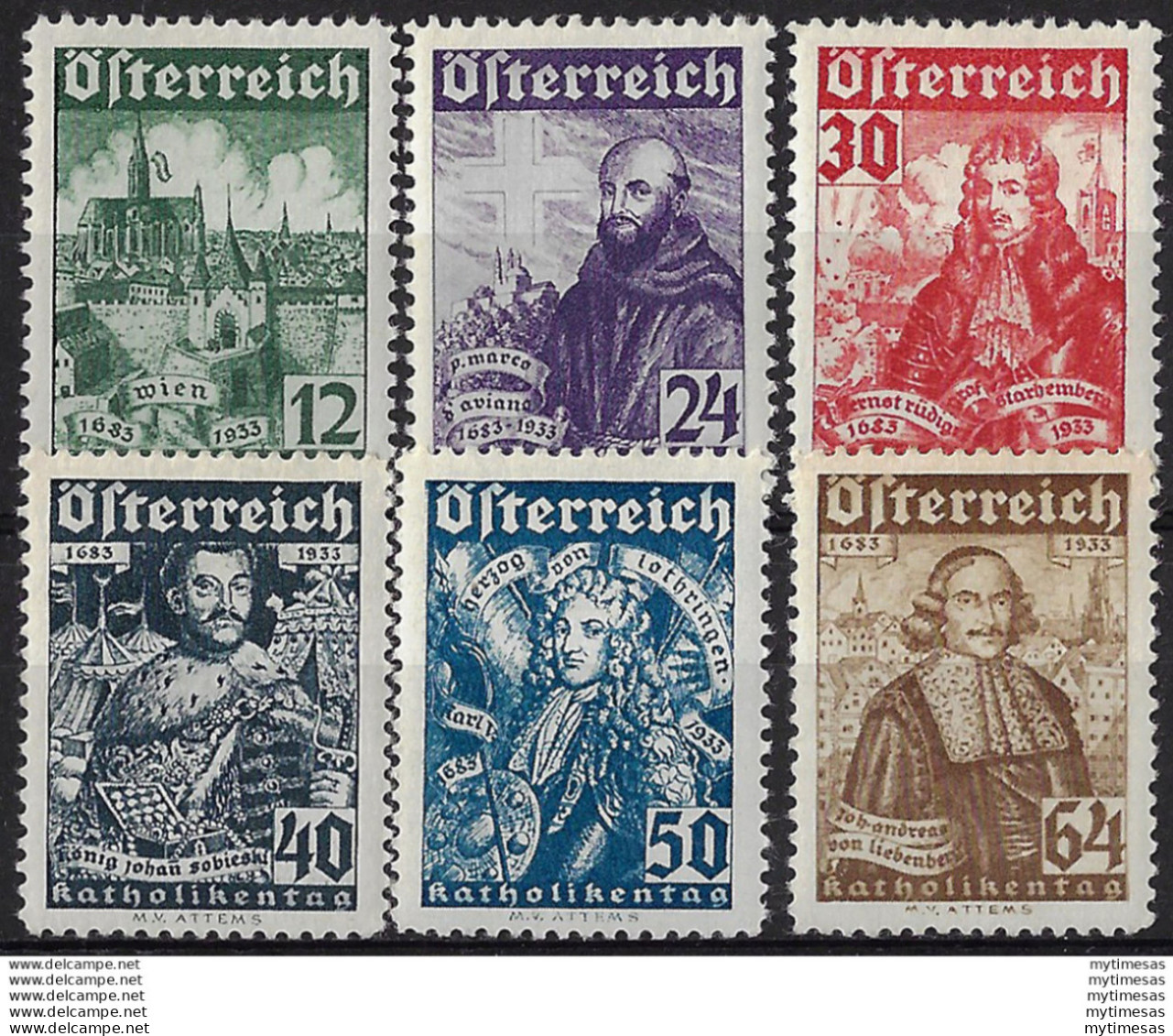 1933 Austria Assedio Di Vienna MNH Unif N. 431/36 - Other & Unclassified