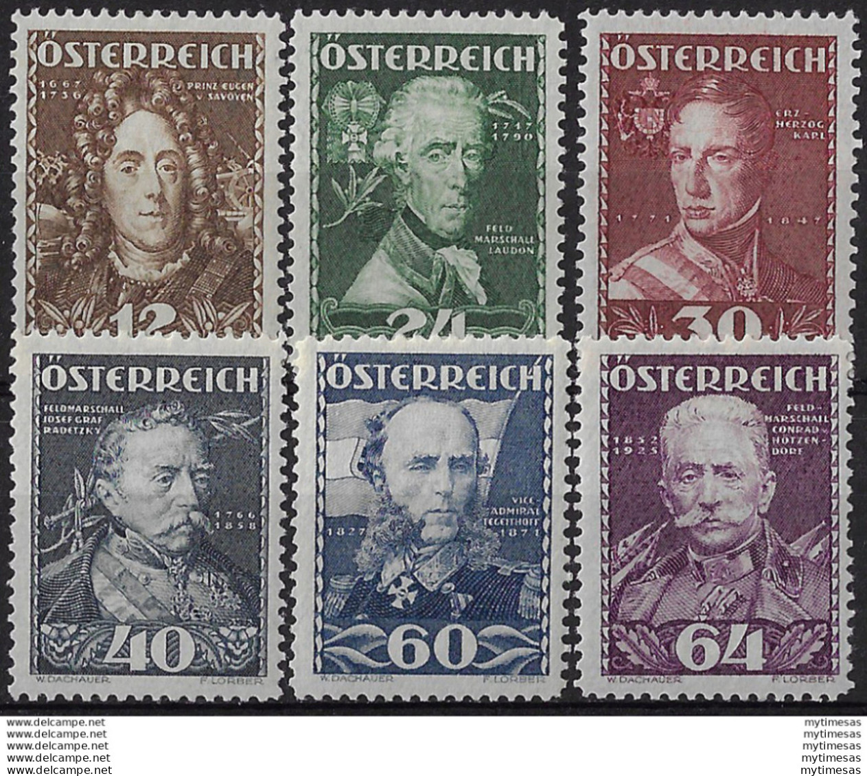 1935 Austria Capi Militari MNH Unif N. 471/76 - Other & Unclassified