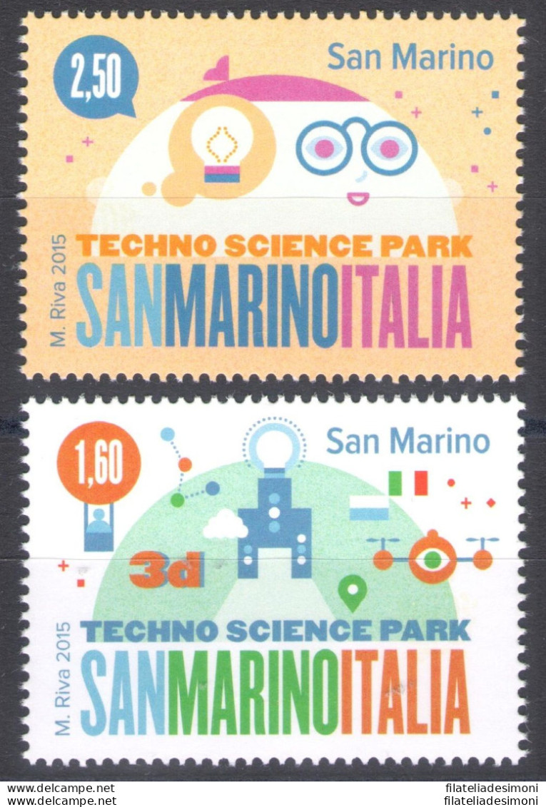 2015 SAN MARINO, EMISSIONE CONGIUNTA CON ITALIA , PARCO SCIENTIFICO , 2 Val. MNH - Emissions Communes