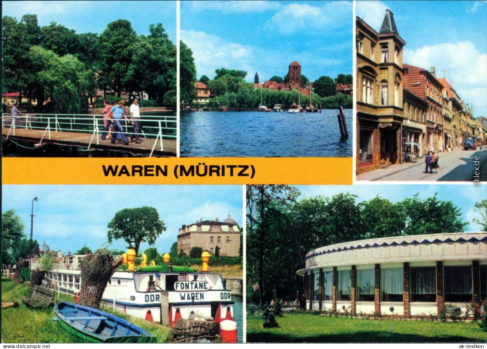Waren (Müritz) Kietzbrücke, MS Fontane Im Hafen, Gaststätte Müritzring 1982 - Waren (Müritz)