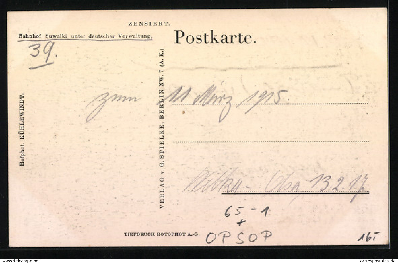 AK Suwalki, Bahnhof Unter Deutscher Verwaltung 1915, Mit Dampflok Und Soldaten  - Ostpreussen