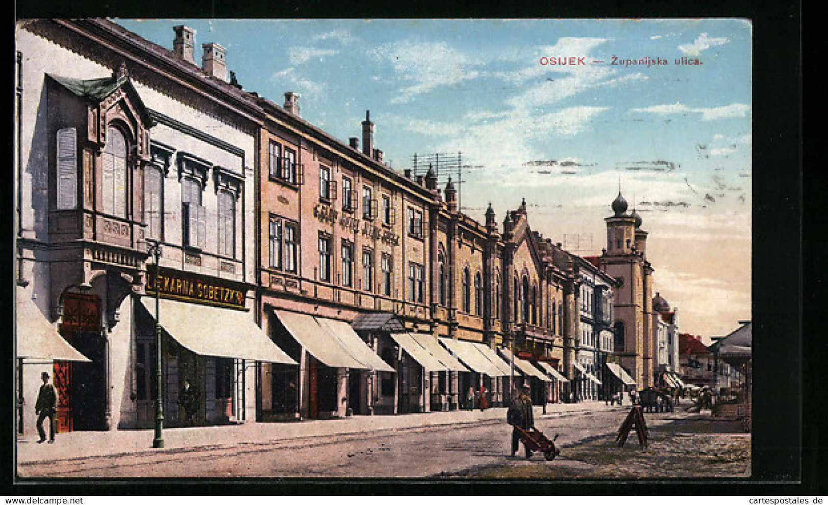 AK Osijek, Zupanijska Ulica, Synagoge, Grand Hotel  - Kroatien