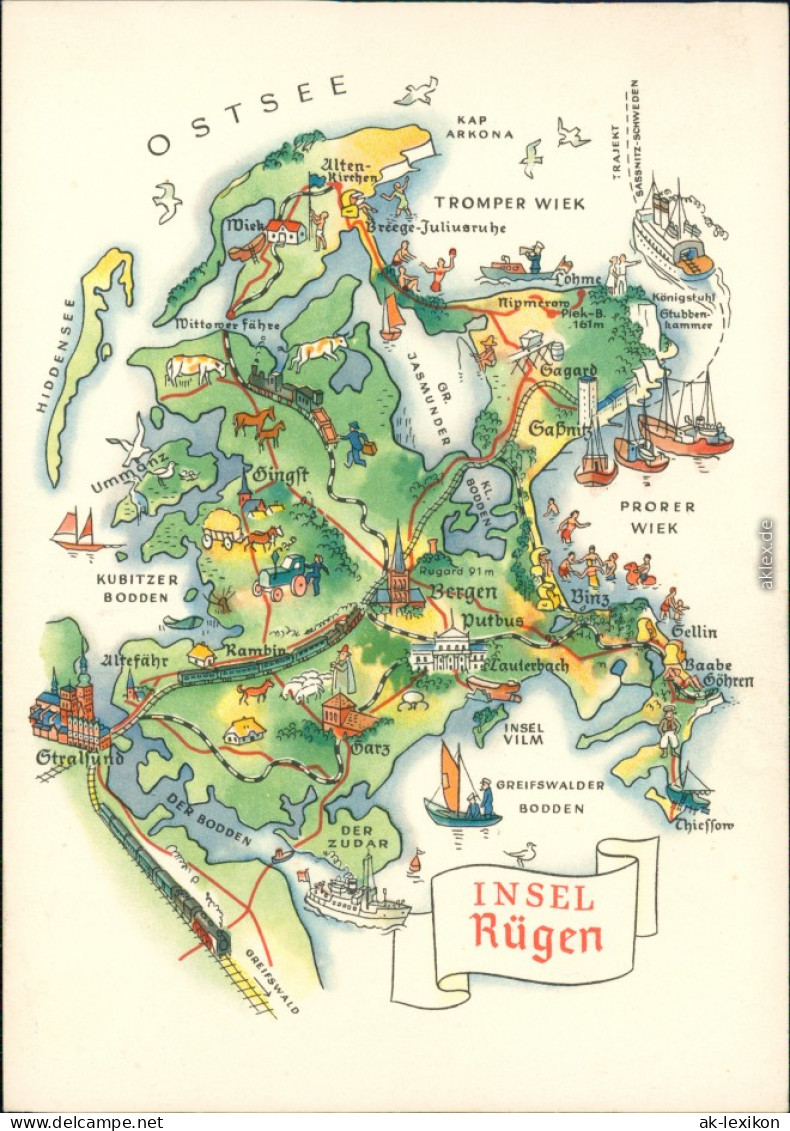 Allgemein Mecklenburg Vorpommern Landkarten-Ansichtskarten: Insel Rügen 1964 - Other & Unclassified