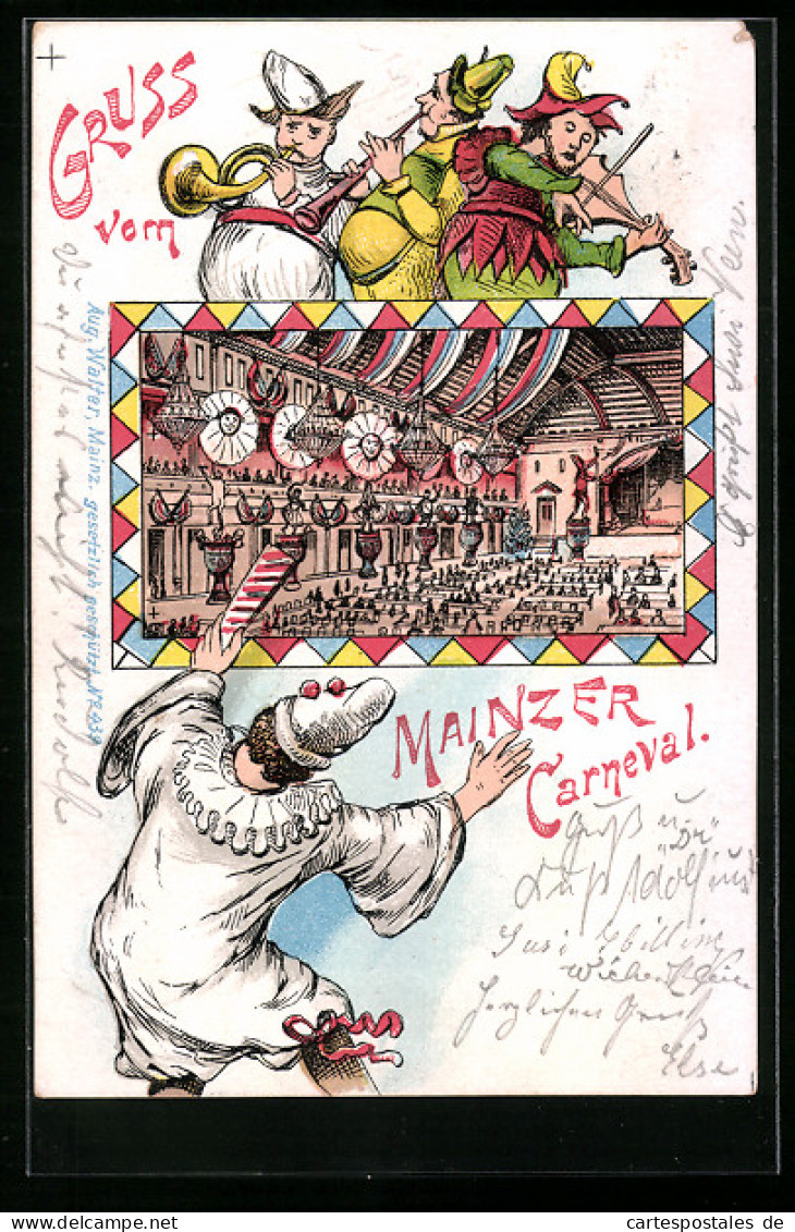 Lithographie Mainz, Gruss Vom Mainzer Karneval  - Carnaval