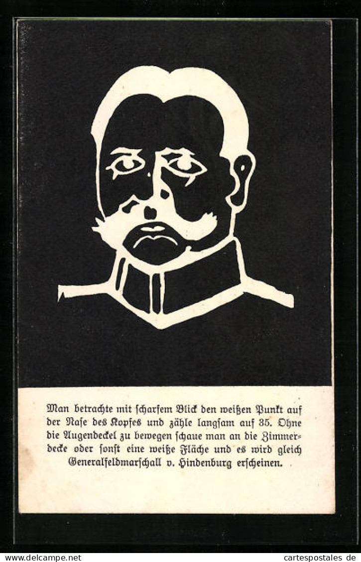 Künstler-AK Generalfeldmarschall Paul Von Hindenburg, Optische Täuschung  - Personaggi Storici