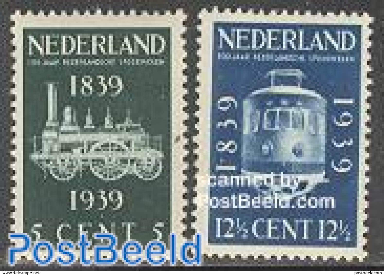 Netherlands 1939 Railways Centenary 2v, Mint NH, Transport - Railways - Hobby & Collectables Store - Hobbyprof Model B.. - Ongebruikt