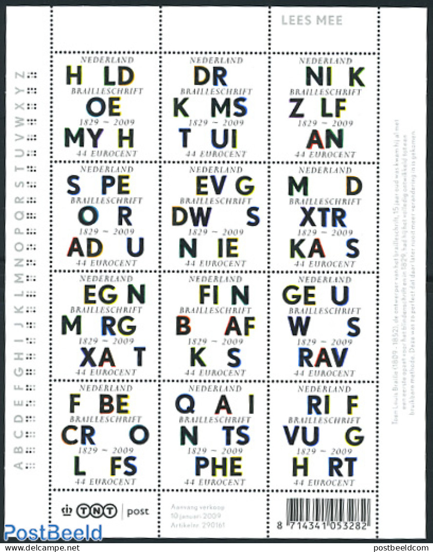 Netherlands 2009 Braille 12v M/s, Mint NH, Health - Disabled Persons - Nuevos