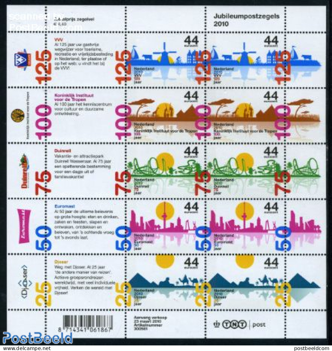 Netherlands 2010 Jubilees 2x5v M/s, Mint NH, Nature - Sport - Transport - Various - Animals (others & Mixed) - Camels .. - Unused Stamps