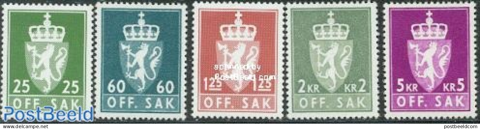 Norway 1975 On Service 5v, Mint NH, History - Coat Of Arms - Sonstige & Ohne Zuordnung