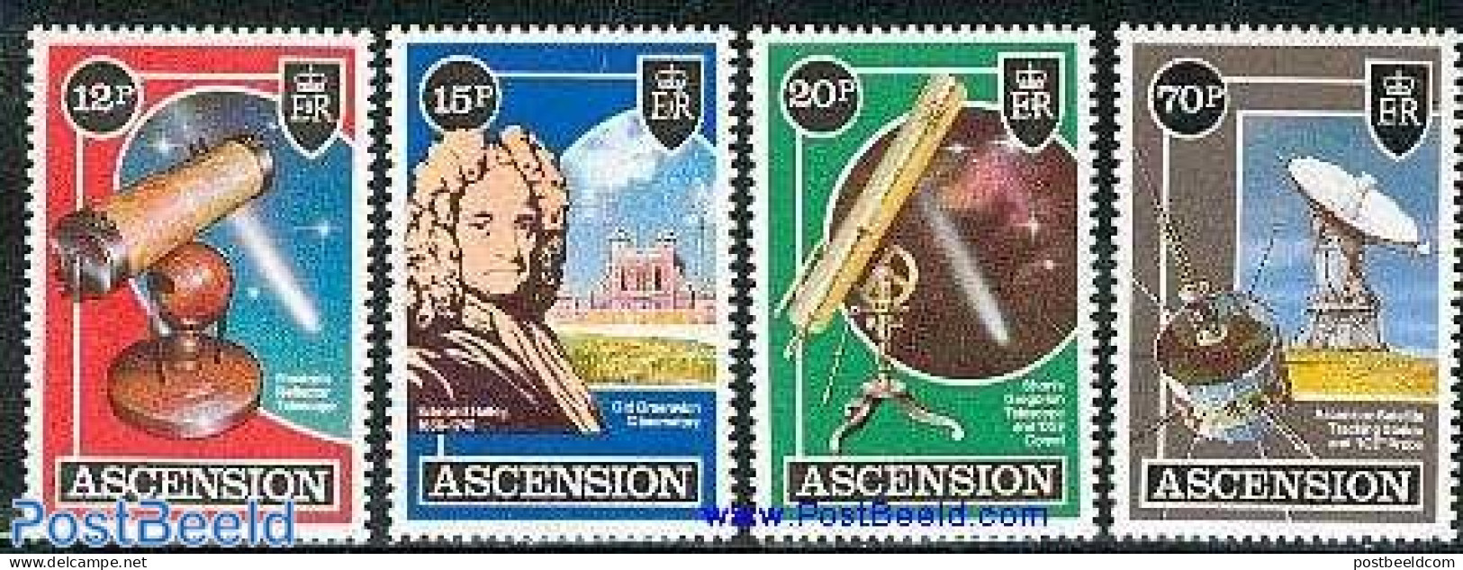 Ascension 1986 Halleys Comet 4v, Mint NH, Science - Transport - Astronomy - Space Exploration - Halley's Comet - Astrología
