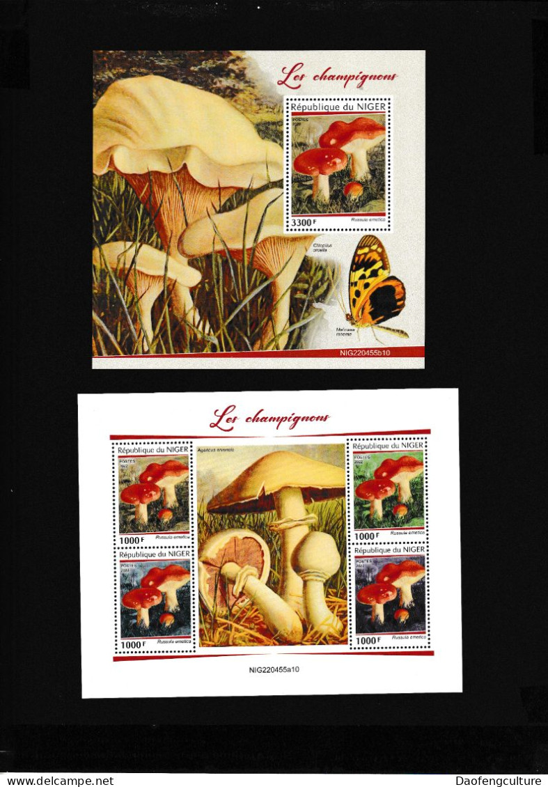 Niger 2022 Champignons And Butterfly - Níger (1960-...)