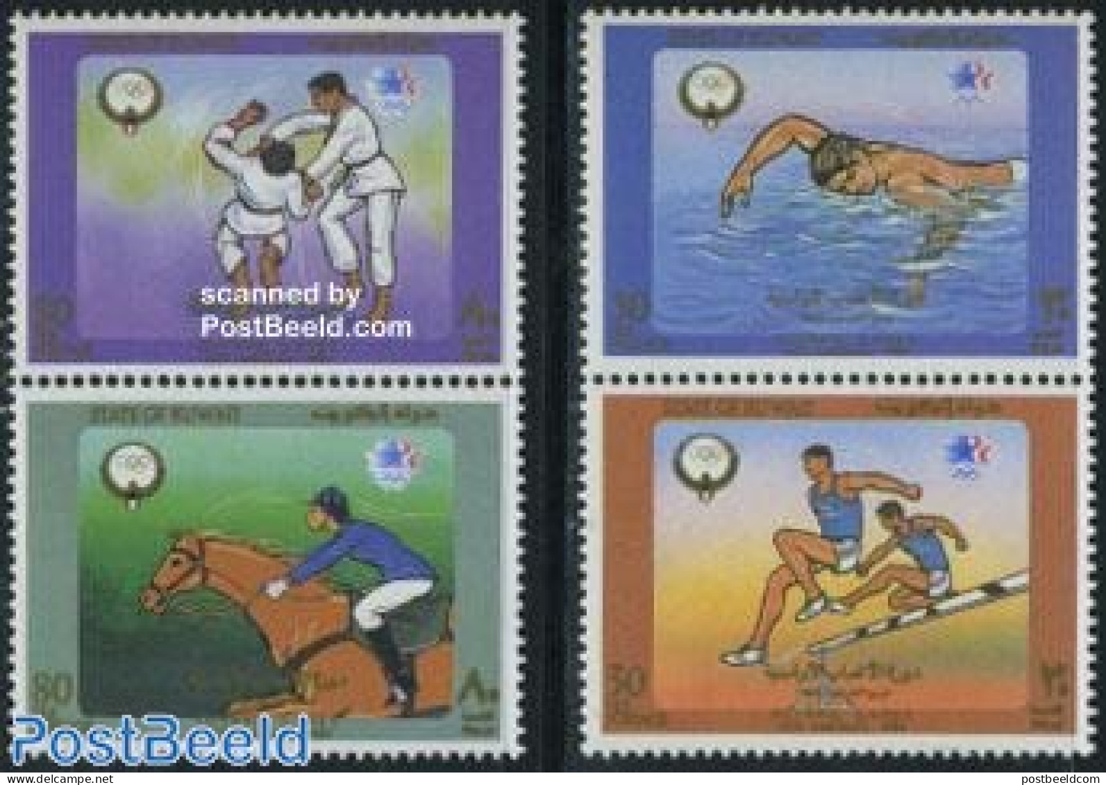 Kuwait 1984 Olympic Games 2x2v [:], Mint NH, Nature - Sport - Horses - Judo - Olympic Games - Swimming - Zwemmen