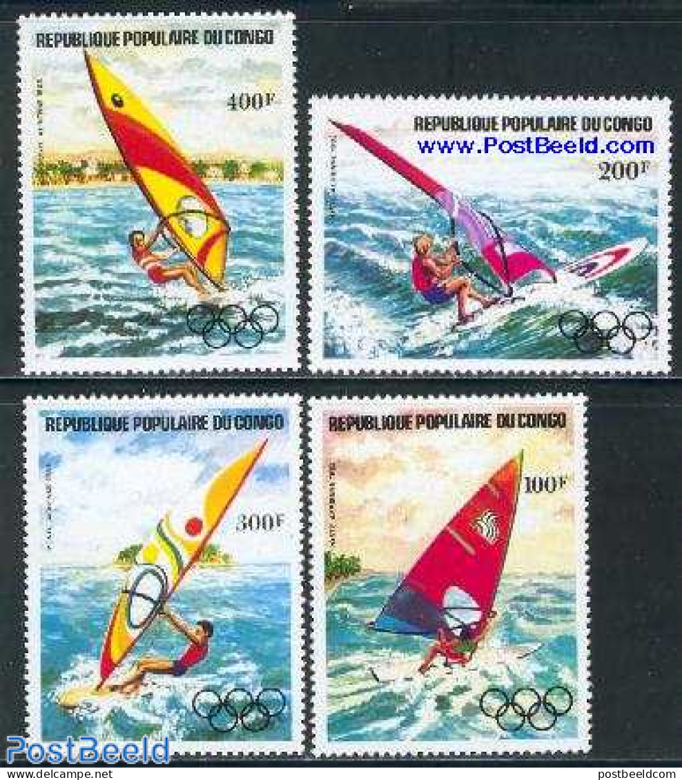 Congo Republic 1983 Preolympic Year, Windsurfing 4v, Mint NH, Sport - Olympic Games - Sailing - Sport (other And Mixed) - Vela