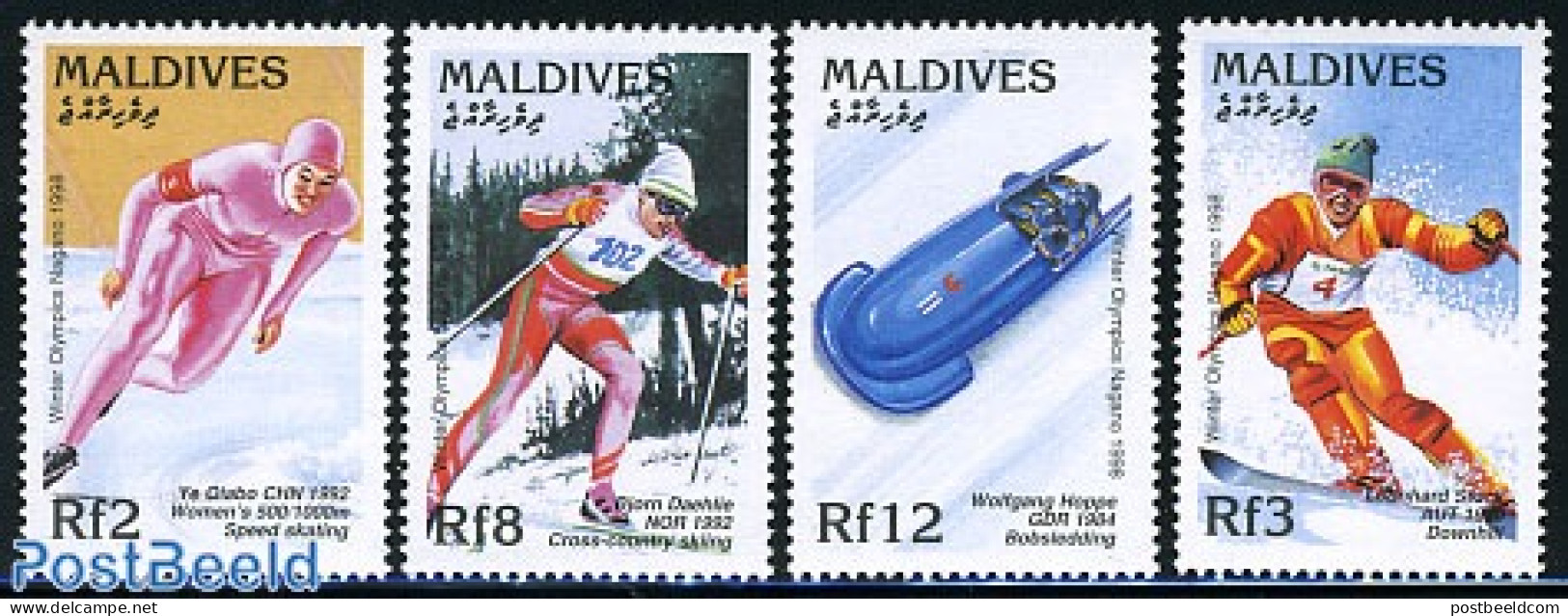 Maldives 1997 Olympic Winter Games 4v, Mint NH, Sport - Olympic Winter Games - Skating - Maldivas (1965-...)