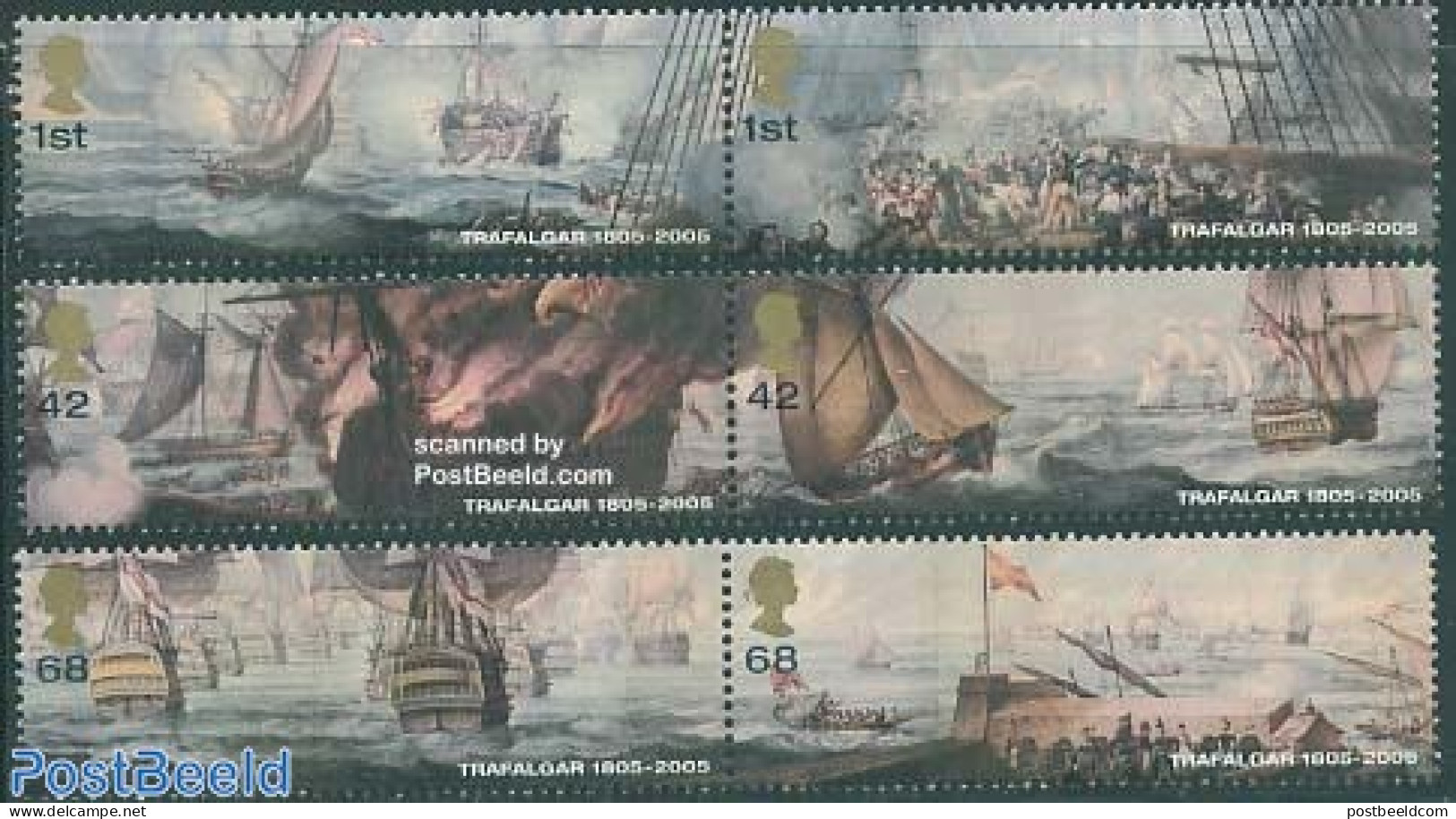 Great Britain 2005 Battle Of Trafalgar 3x2v [:], Mint NH, History - Transport - History - Fire Fighters & Prevention -.. - Unused Stamps