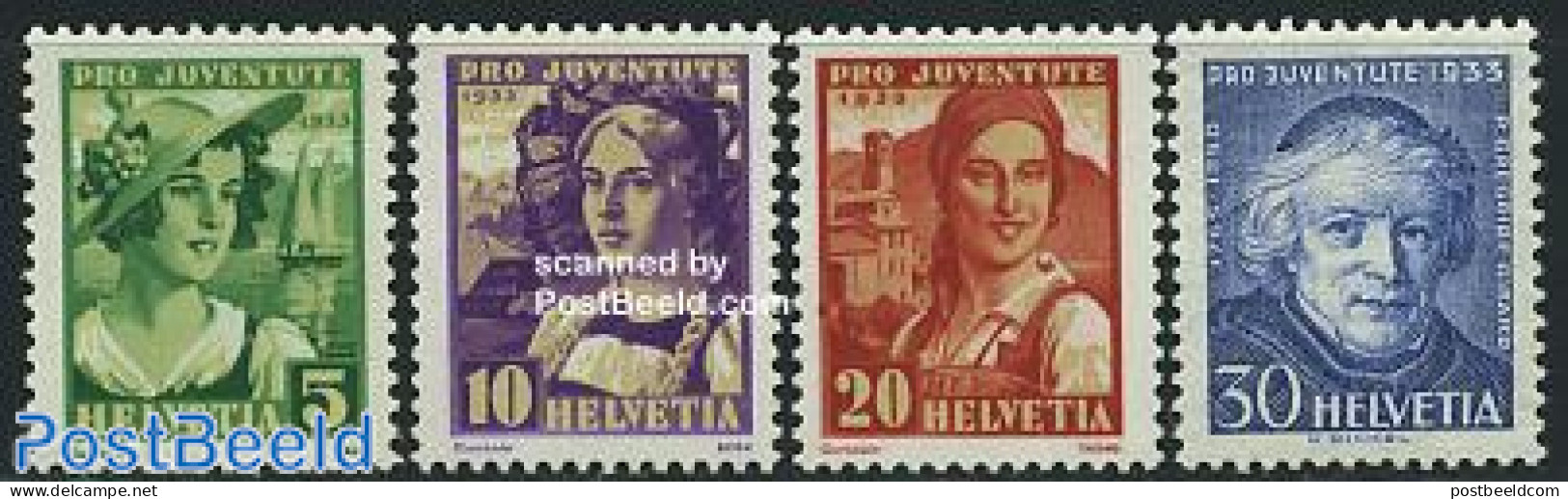 Switzerland 1933 Pro Juventute 4v, Mint NH, Religion - Various - Religion - Costumes - Unused Stamps