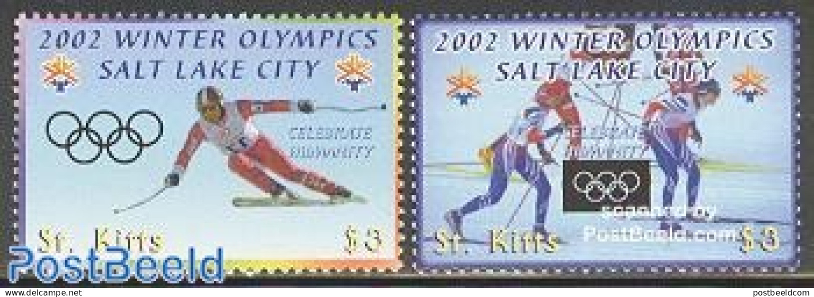 Saint Kitts/Nevis 2002 Salt Lake City 2v, Mint NH, Sport - Olympic Winter Games - Skiing - Skiing