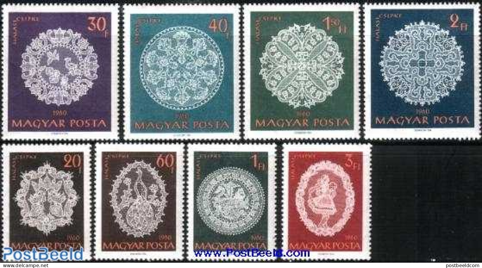 Hungary 1960 Lace 8v, Mint NH, Various - Textiles - Unused Stamps