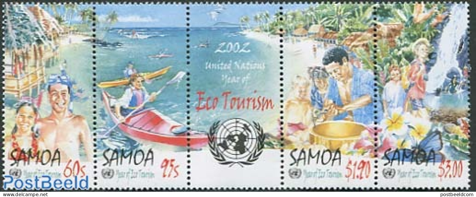 Samoa 2002 Eco Tourism 4v [::::], Mint NH, Nature - Sport - Birds - Water, Dams & Falls - Kayaks & Rowing - Canottaggio