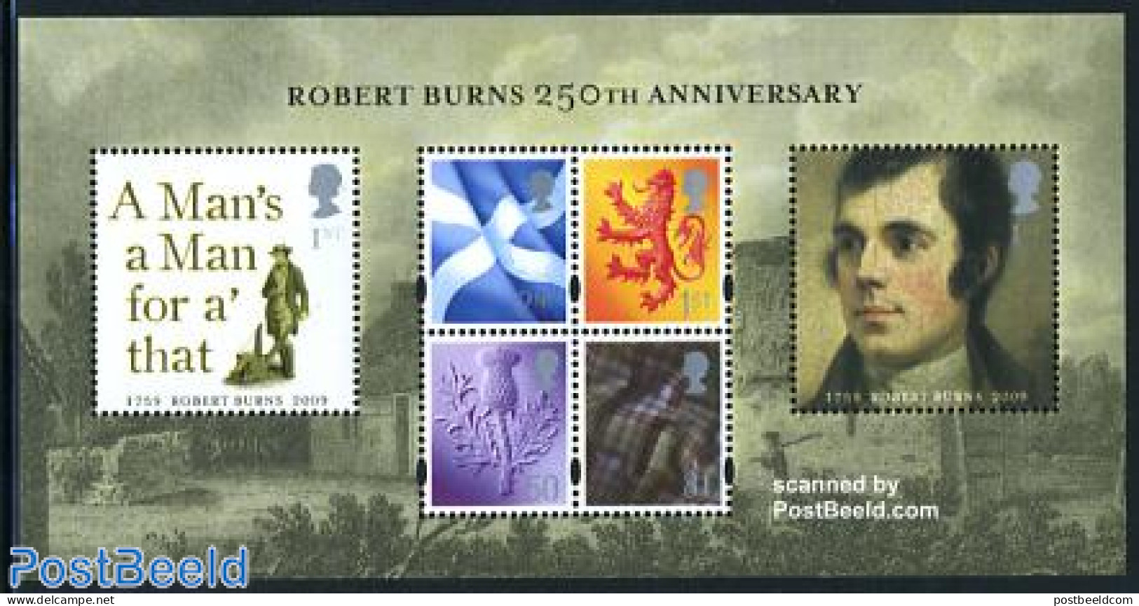 Great Britain 2009 Robert Burns S/s, Mint NH, Various - Agriculture - Art - Paintings - Nuovi